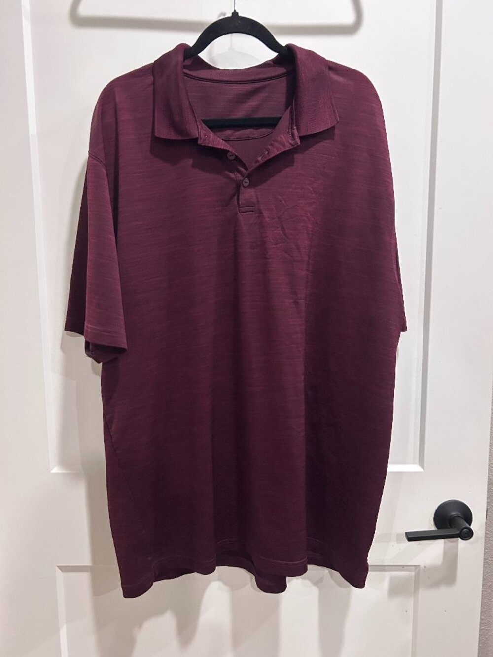 Men’s Burgundy Polo Shirt XXL Short Sleeve Textured Golf Casual Top